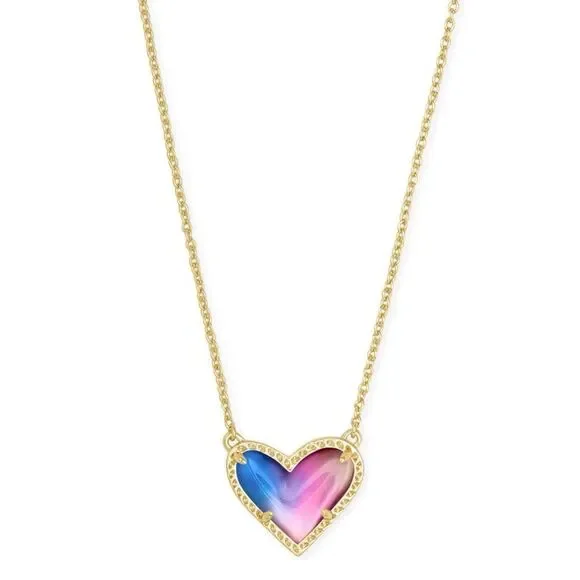 KENDRA SCOTT Ari Heart Gold Pendant Necklace in Watercolor Illusion - Picture 3 of 3